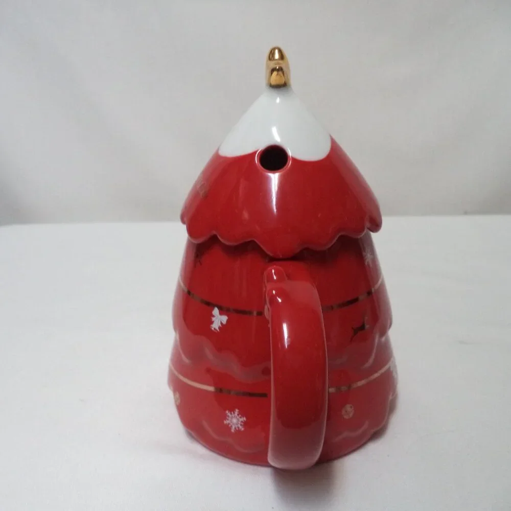 Christmas Tree lidded Mug Cup Snowflakes Stars Reindeer Bells ceramic straw hole